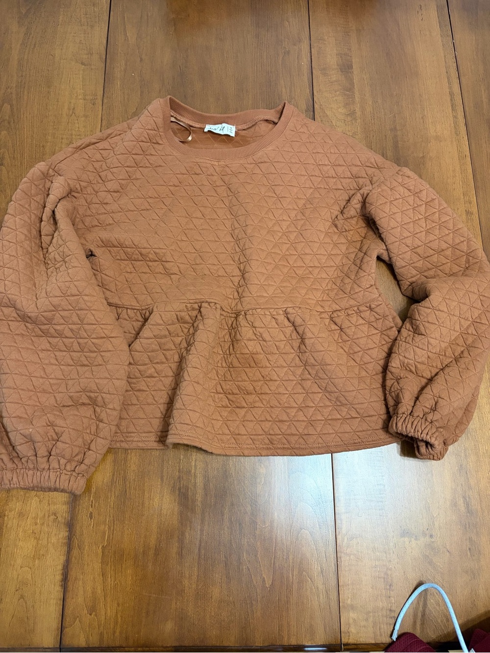Quilted Sweatshirt - Rust Brown